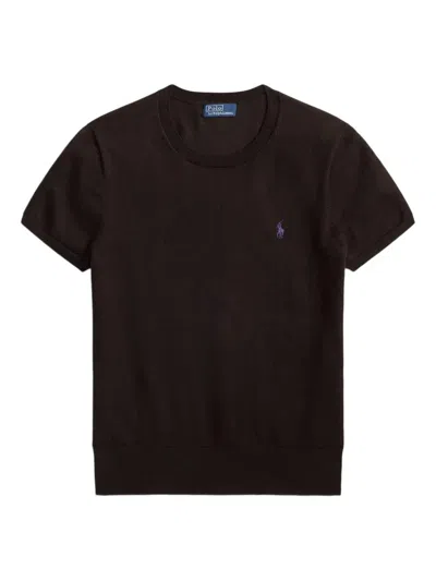 Polo Ralph Lauren Crew-neck Top With Short Sleeves In Black