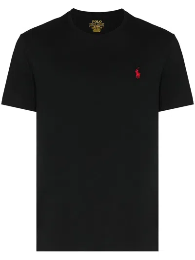 Polo Ralph Lauren Custom Slim Fit Jersey Crewneck T-shirt Clothing In Black