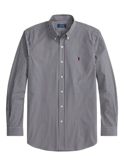 Polo Ralph Lauren Striped Pattern Button-down Collar Long Sleeves In Gray