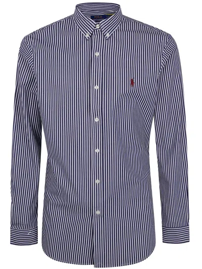 Polo Ralph Lauren Striped Pattern Button-down Collar Long Sleeves In Gray