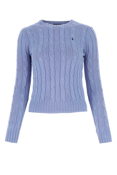 Polo Ralph Lauren Pastel Blue Cotton Sweater In Blue