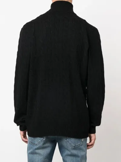 Polo Ralph Lauren Cable Knit Black Turtleneck Sweater With Embroidered Logo