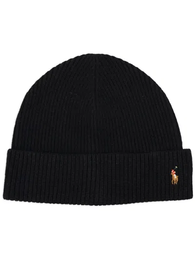 Polo Ralph Lauren Signature Pony Wool-blend Beanie In Black