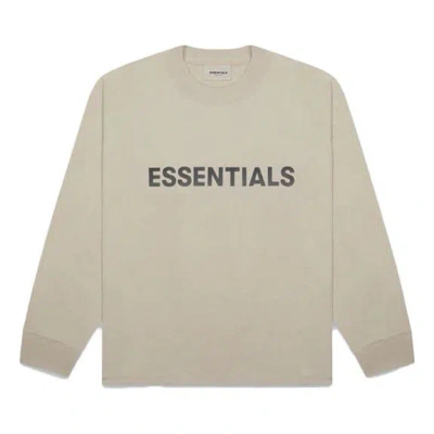 Essentials Fear Of God  3d Silicon Applique Long Sleeve T-shirt 'beige' In Neutral