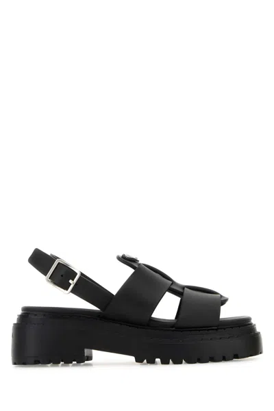 Prada Leather Chunky Sole Sandals With Cross Strap In Multi