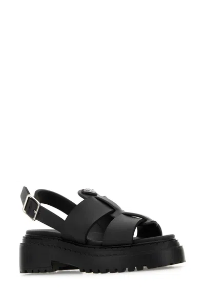 Prada Leather Chunky Sole Sandals With Cross Strap In Multi