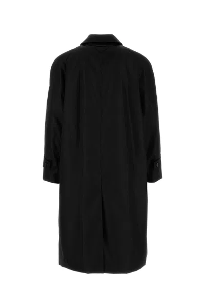Prada Black Re-nylon Trench Coat In Black