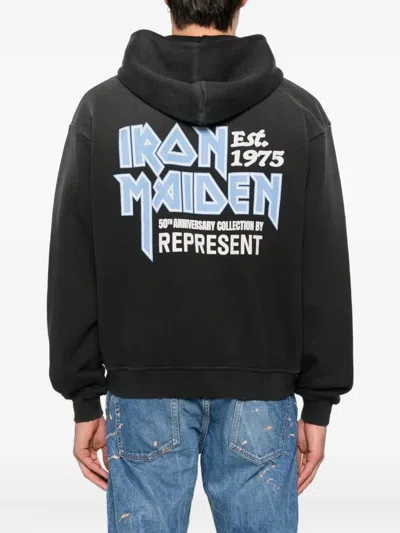 Represent Felpa  X Iron Maiden Anniversary In Cotone Antracite  Uomo