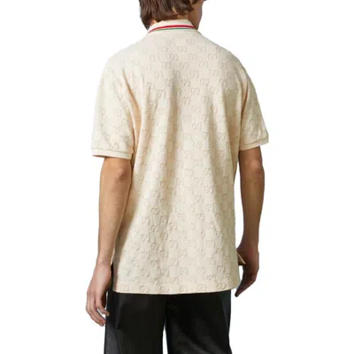 Gucci Cotton Piquet Polo With Gg 'ivory' In Neutral