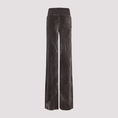 Rick Owens Wide-leg Trousers With Ribbed Waistband In Brown