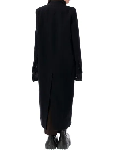 Rick Owens Long Coat Structured Back Vent In Black