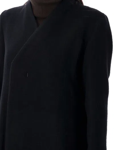 Rick Owens Long Coat Structured Back Vent In Black