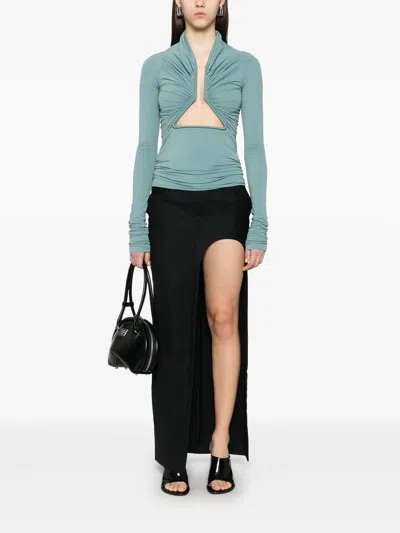 Rick Owens Women Jersey Ls Prong In Blue
