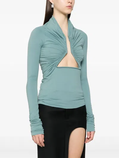 Rick Owens Women Jersey Ls Prong In Blue