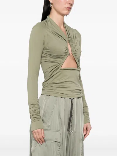 Rick Owens Jersey Ls Prong In Green