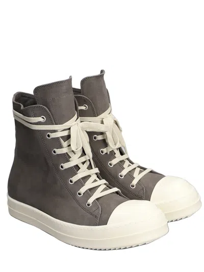 Rick Owens High-top Casual Shoes With Lace Front In Black