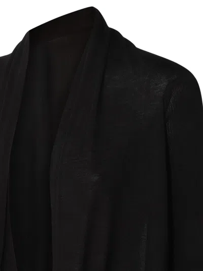 Rick Owens Asymmetric Drape Coat In Black
