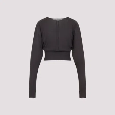 Rick Owens Cropped Virgin Wool Pullover V-neck In Black