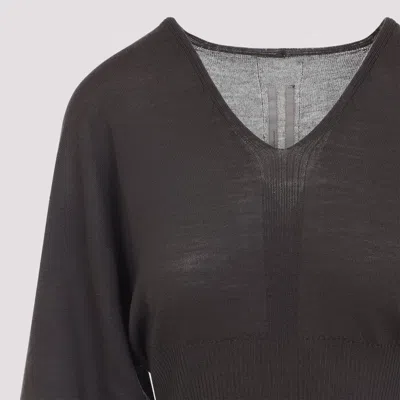 Rick Owens Cropped Virgin Wool Pullover V-neck In Black