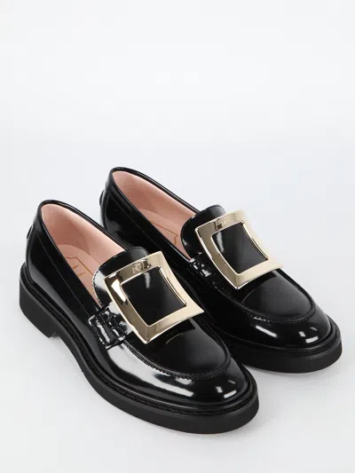 Roger Vivier Polished Calfskin Loafers With Metallic Buckle Detail In Multi