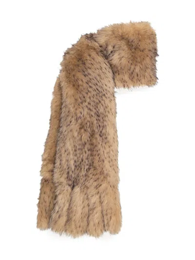 Rotate Birger Christensen Plush Faux Fur Scarf In Rich Nougat