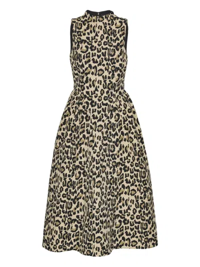 Rotate Birger Christensen Rotate Birgerchristensen Jacquard Midi Dress In Animal Print