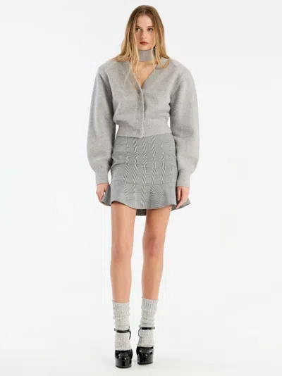 Rotate Birger Christensen Knitwear With Attached Scarf And Cropped Length In Gray