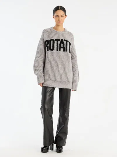 Rotate Birger Christensen Light Grey Oversized Sweater With Logo