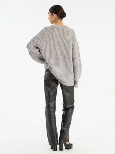 Rotate Birger Christensen Light Grey Oversized Sweater With Logo