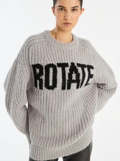 Rotate Birger Christensen Light Grey Oversized Sweater With Logo