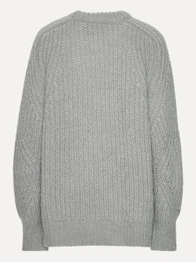 Rotate Birger Christensen Light Grey Oversized Sweater With Logo