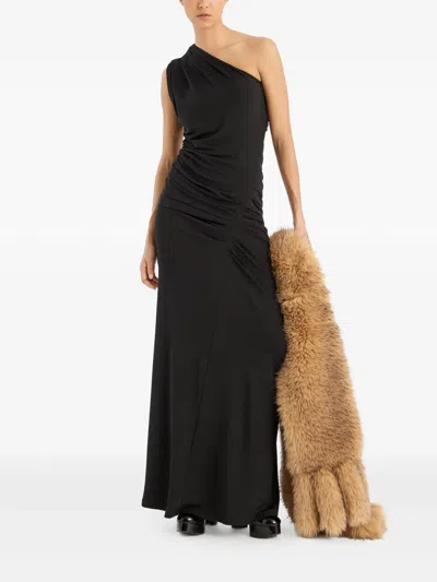 Rotate Birger Christensen Rotate Birgerchristensen Draped One-shoulder Dress In Black