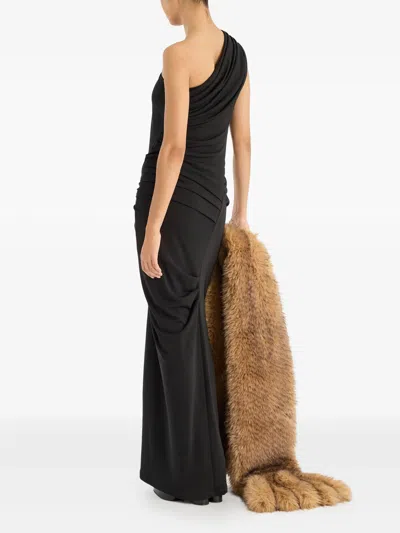 Rotate Birger Christensen Rotate Birgerchristensen Draped One-shoulder Dress In Black