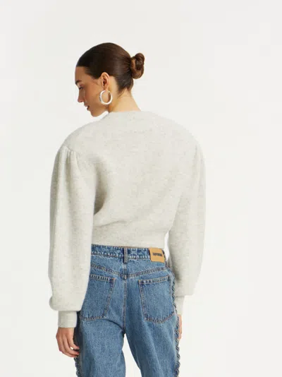 Rotate Birger Christensen Rotate Birgerchristensen Puff Sleeve Knit Cardigan In Gray