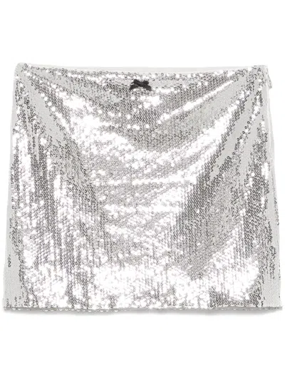 Rotate Birger Christensen Rotate Birgerchristensen Sequin Mini Skirt Silver In Gray