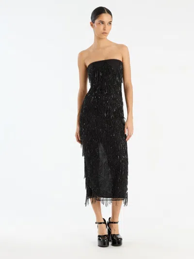 Rotate Birger Christensen Rotate Birgerchristensen Sequins Midi Tube Dress In Black
