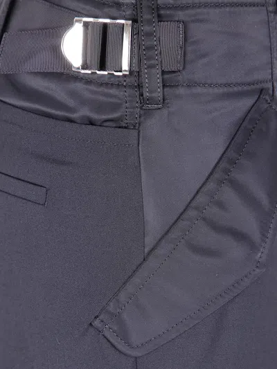 Sacai Mixed Suit Pants Featuring Wide Leg In Blue