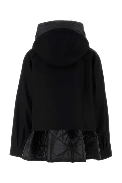 Sacai Wool Melton Blouson In Black