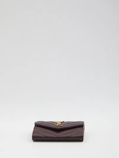 Saint Laurent Cassandre Wallet In Brown