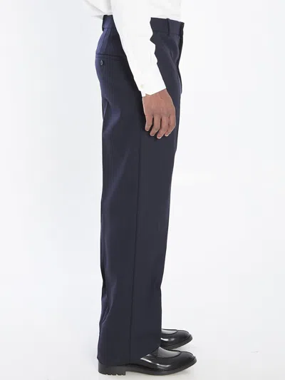 Saint Laurent Midnight Blue Wool Pant In Black