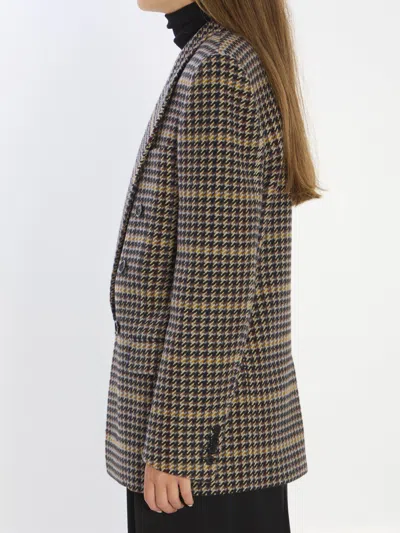 Saint Laurent Wool Double Breasted Jacket In Multi
