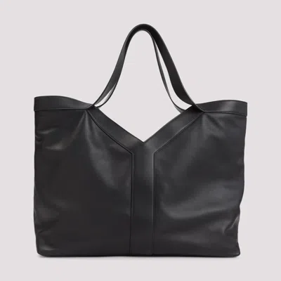 Saint Laurent Maxi Y Tote Bag Black Pebbled Leather In Black