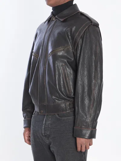 Saint Laurent Lambskin Leather Bomber Jacket