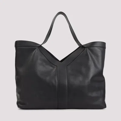 Saint Laurent Maxi Y Tote Bag Black Pebbled Leather In Black