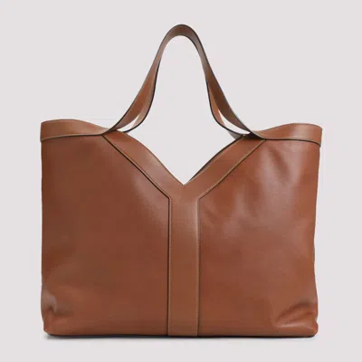 Saint Laurent Y Leather Tote Bag In A Large Size In Brown