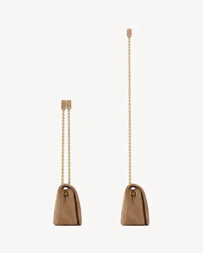 Saint Laurent Women Cappuccino Suede Mini Jamie 4.3 Shoulder Bag In Brown