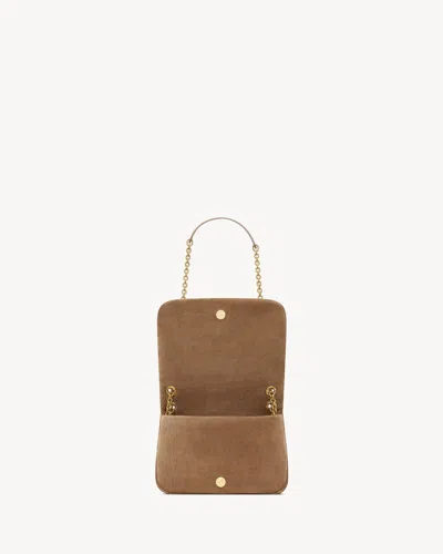 Saint Laurent Women Cappuccino Suede Mini Jamie 4.3 Shoulder Bag In Brown