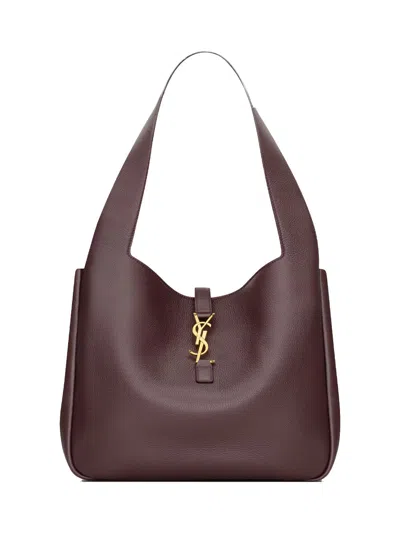Saint Laurent Leather Shoulder Bag With Logo Plaque