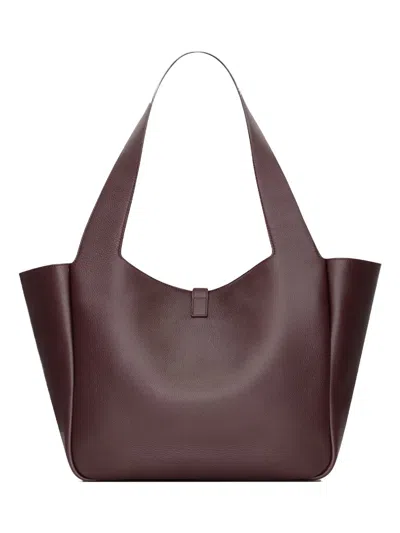 Saint Laurent Leather Shoulder Bag With Logo Plaque