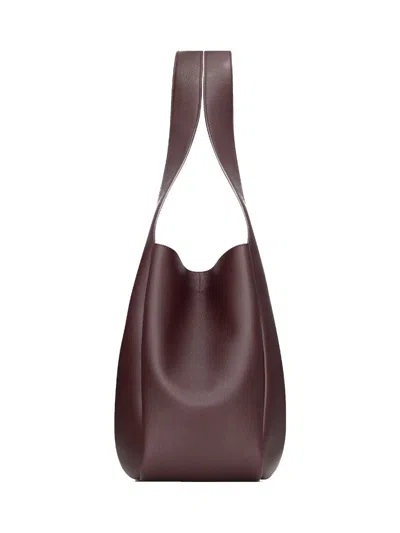 Saint Laurent Leather Shoulder Bag With Logo Plaque